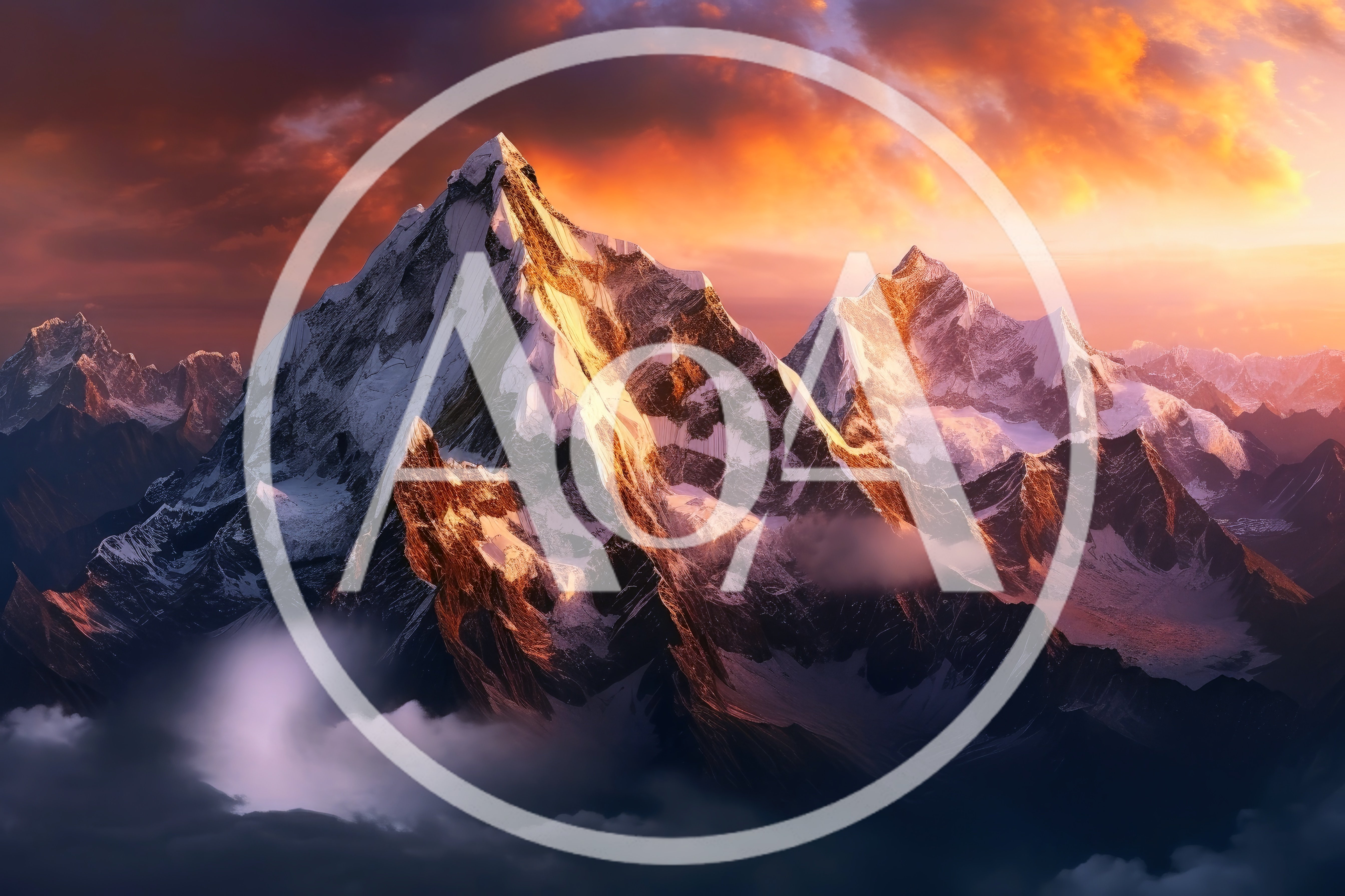 Majestic Snow Capped Mountain Peaks At Sunset