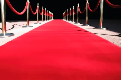 Red Carpet Entrance With Stanchions And Velvet Ropes