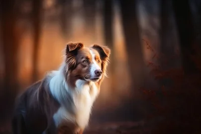 Portrait Of A Brown And White Border Collie