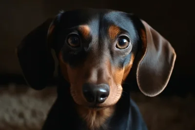 Close Up Portrait Of A Dachshund Dog