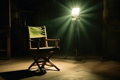 Empty Director Chair Under Bright Studio Spotlight