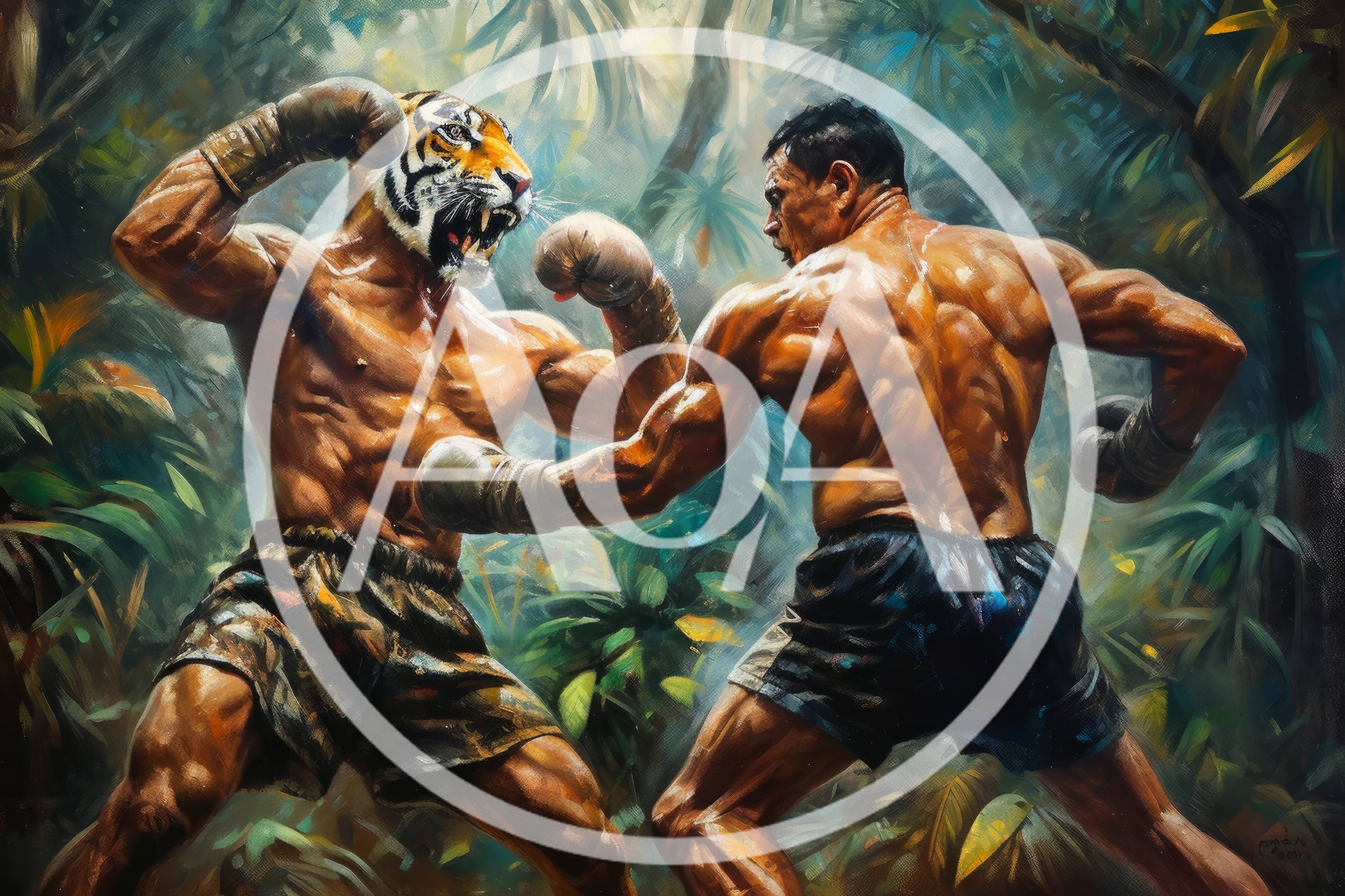 Tiger Headed Boxer Fighting A Human Opponent