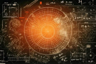 Abstract Sci-Fi Radar Screen With Mathematical Symbols