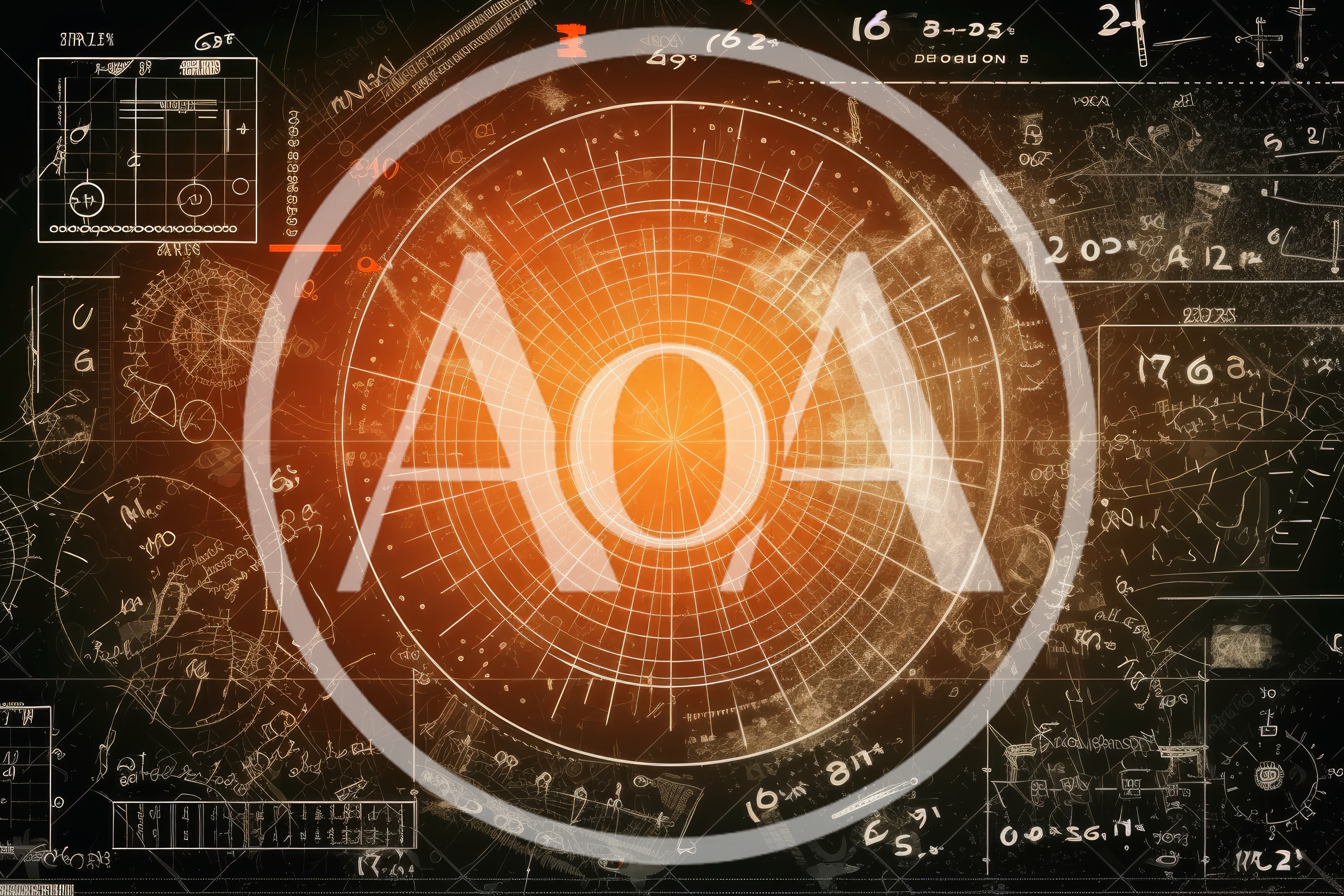 Abstract Sci-Fi Radar Screen With Mathematical Symbols