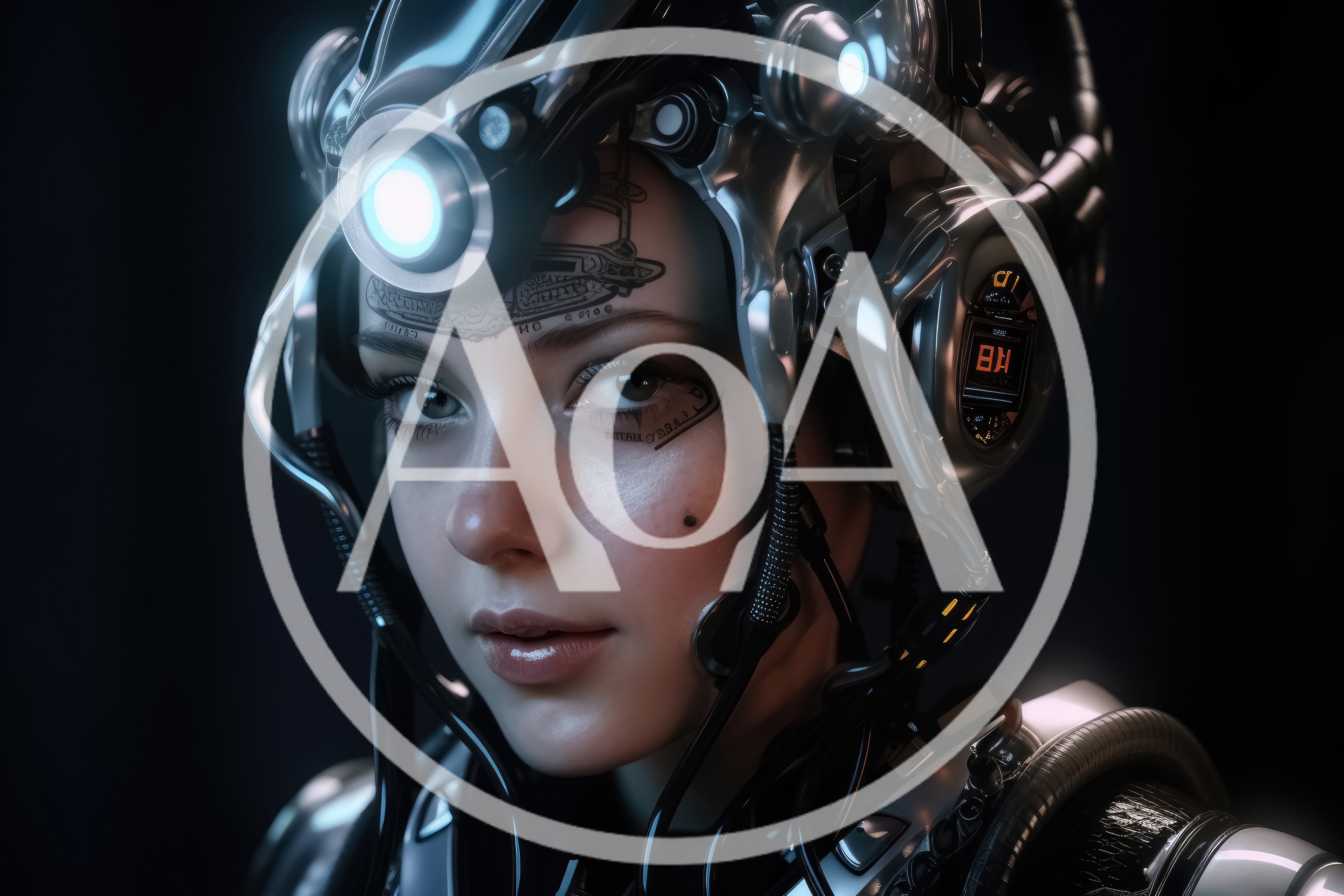 Portrait Of A Cybernetic Woman With Futuristic Headgear