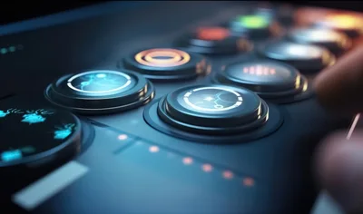 Futuristic Control Panel With Glowing Interactive Buttons