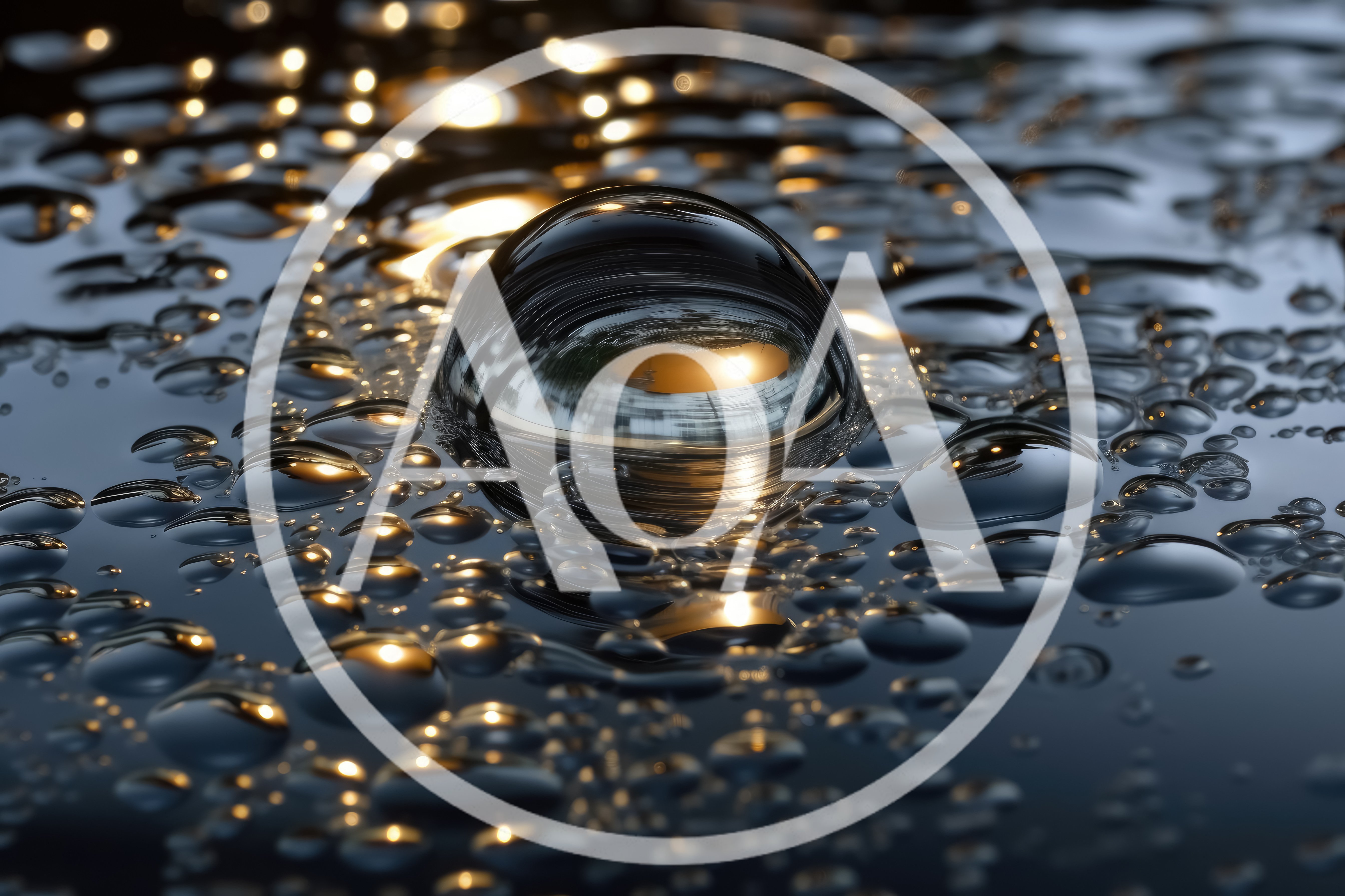 Macro View Of Water Droplets On Reflective Surface