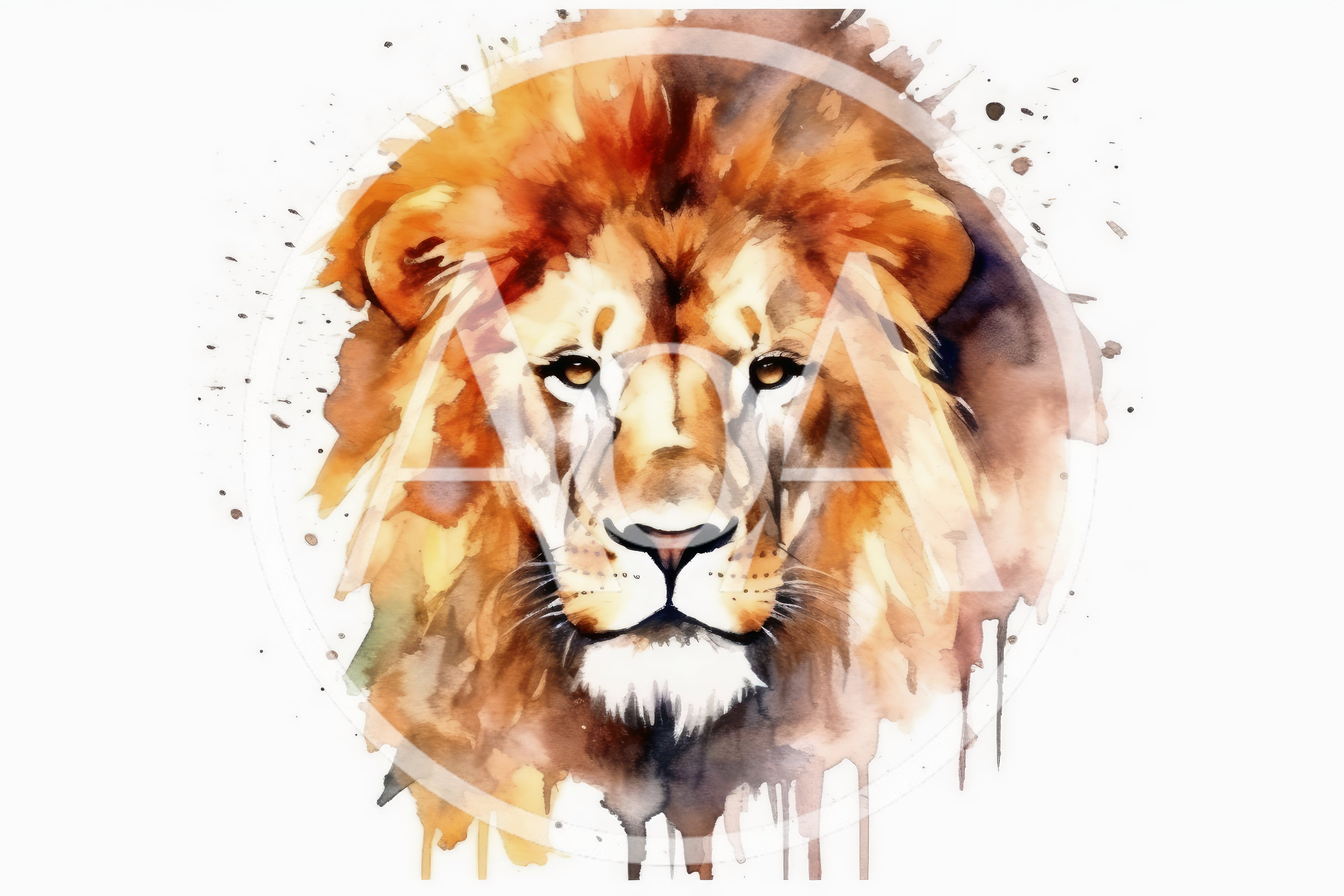 Watercolor Portrait Of A Majestic Lion Head