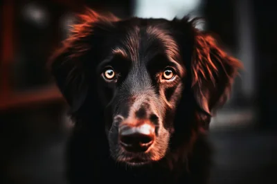 Close Up Portrait Of A Black Dog