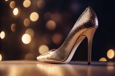 Elegant Gold Glitter Stiletto Heel Shoe