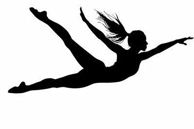 Silhouette Of A Female Gymnast Performing A Leap