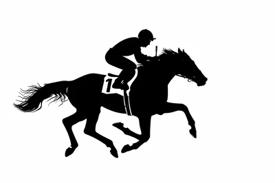 Black Silhouette Of A Jockey Riding A Racehorse