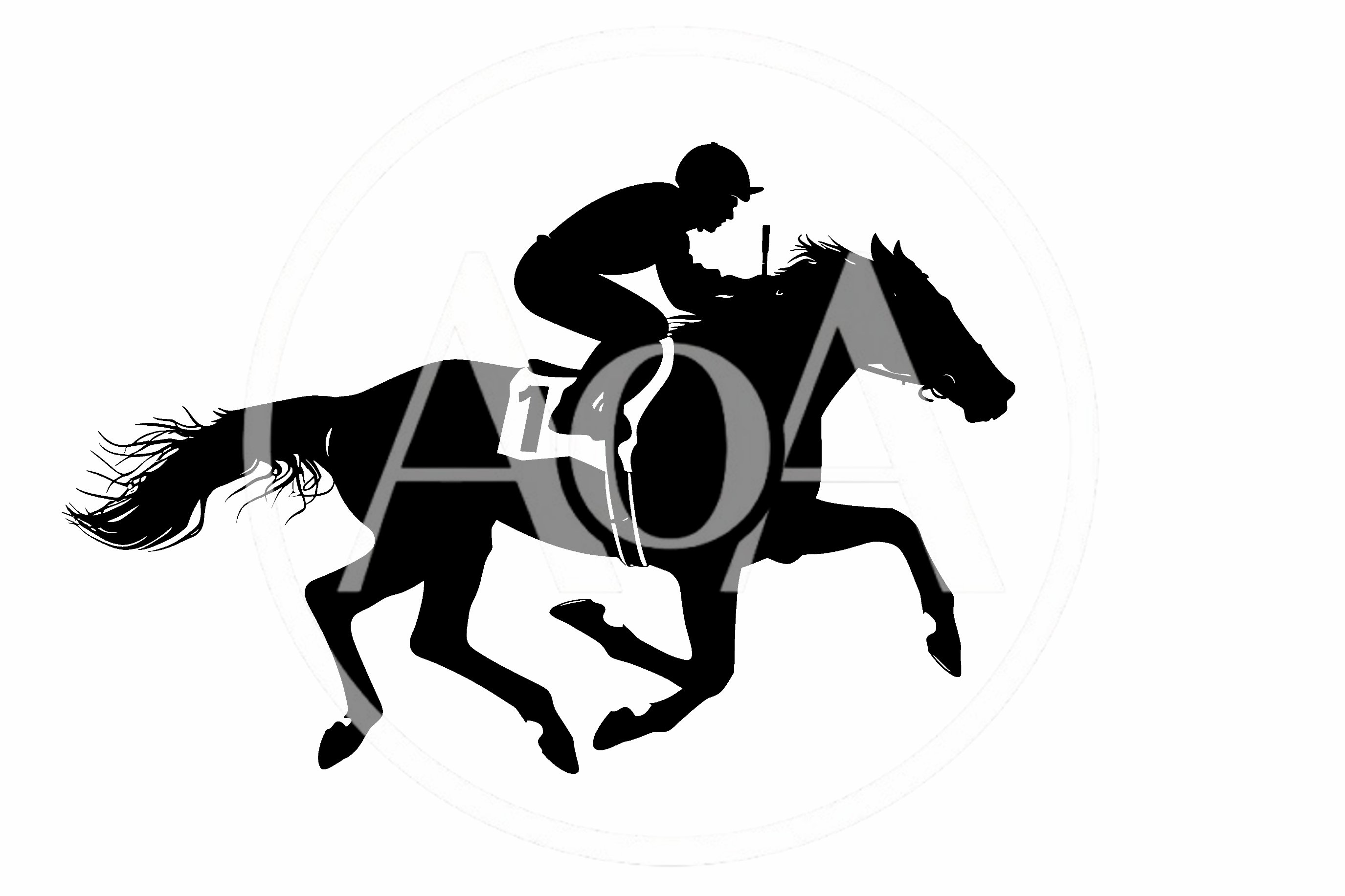 Black Silhouette Of A Jockey Riding A Racehorse