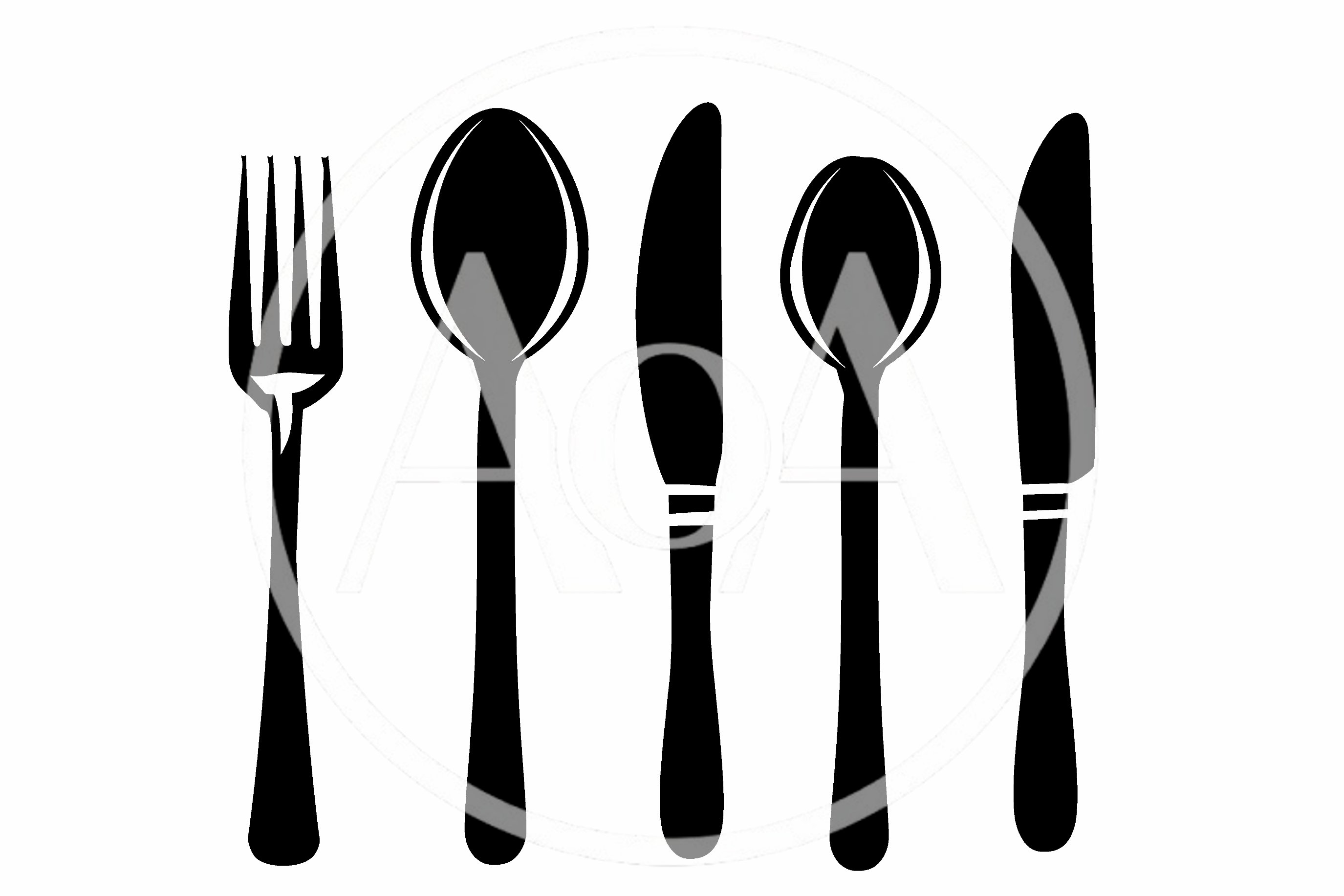 Black Silhouette Icons Of Cutlery Set