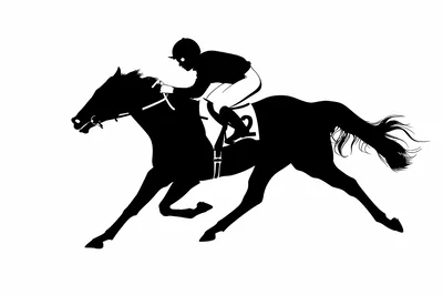 Black Silhouette Of A Jockey Riding A Racing Horse