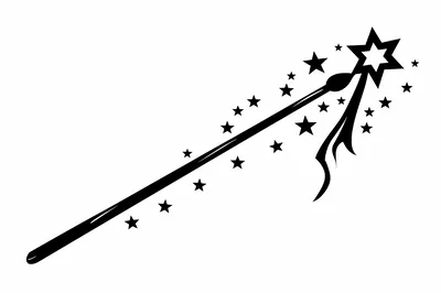 Black Silhouette Illustration Of A Magic Wand