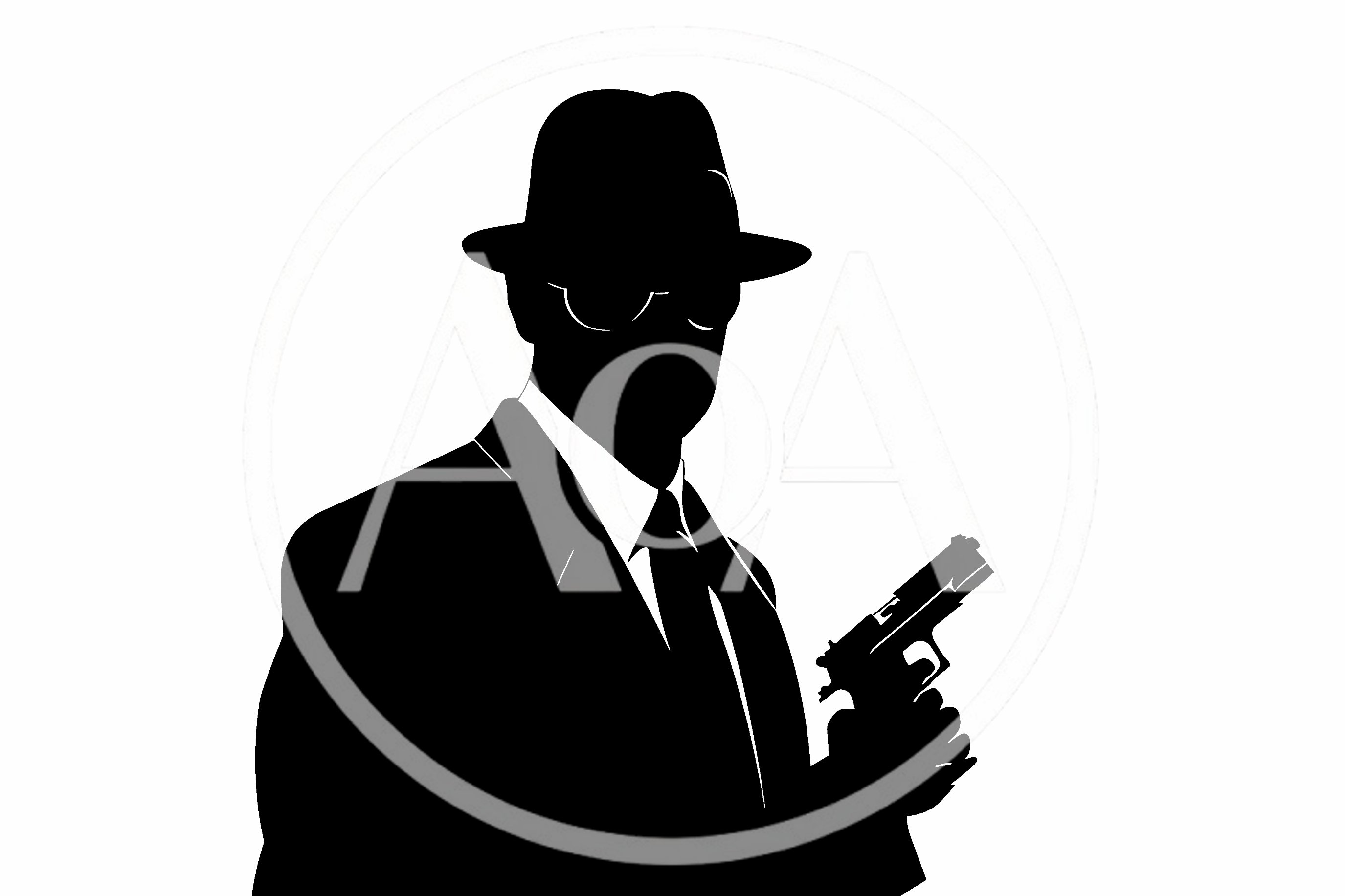 Silhouette Of A Noir Detective Holding A Handgun