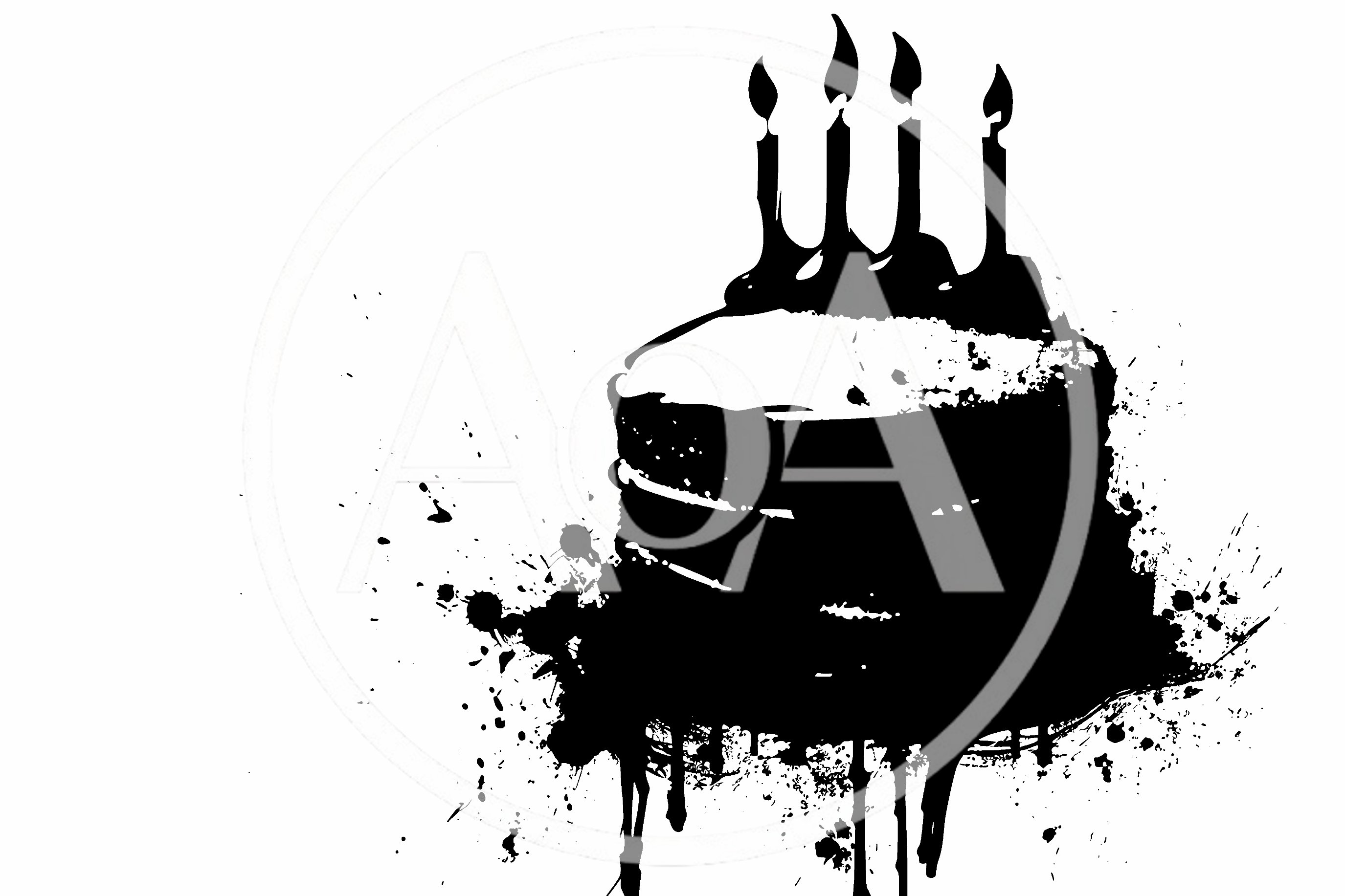 Black Ink Splatter Birthday Cake Illustration