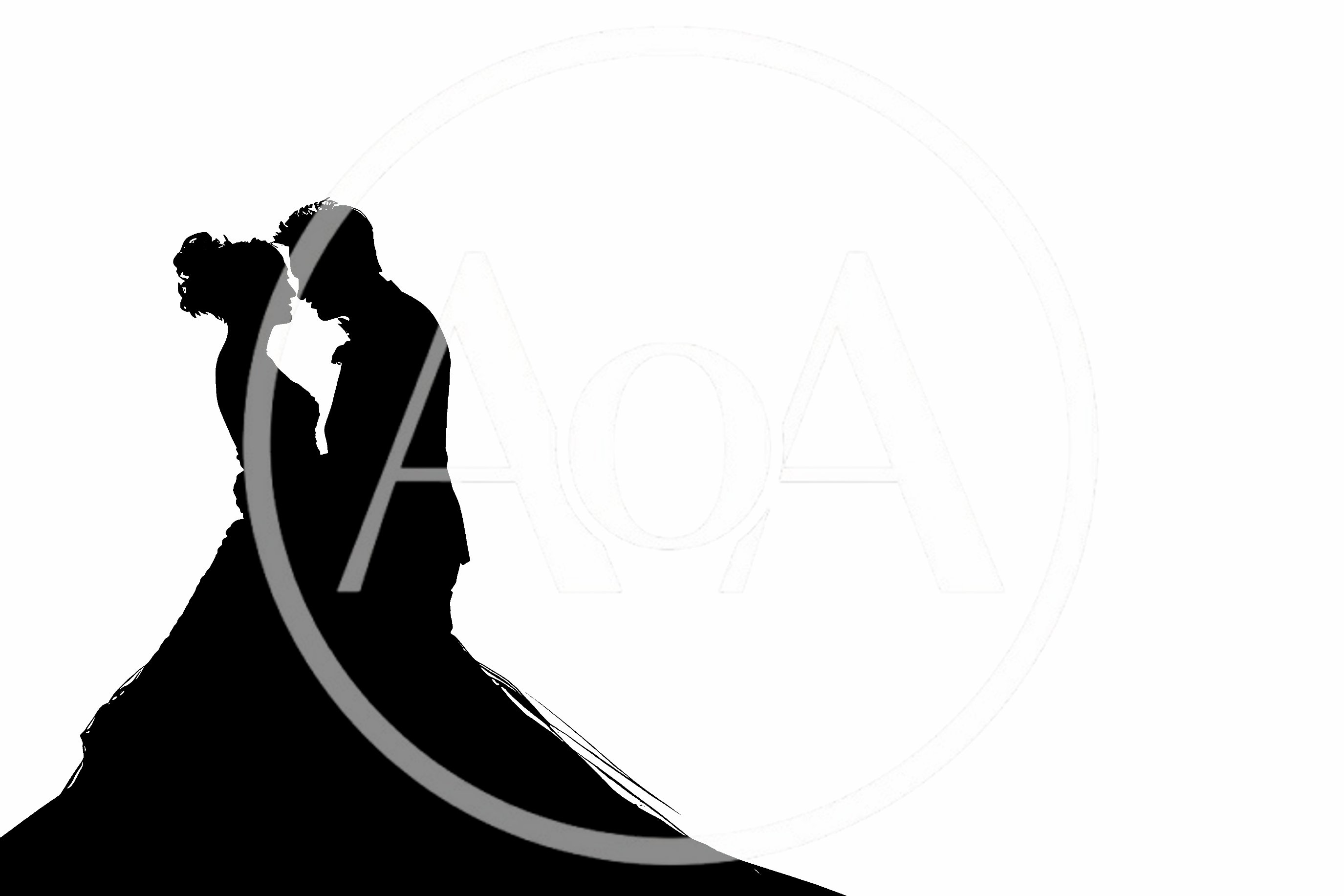 Silhouette Of A Bride And Groom Embracing