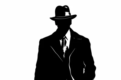 Silhouette Of A Mysterious Man In A Fedora