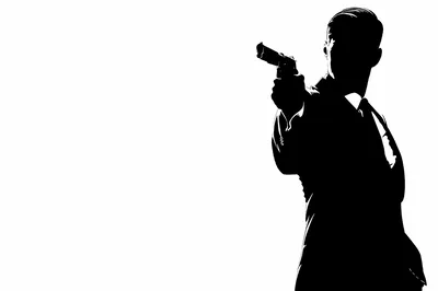 Silhouette Of A Secret Agent Holding A Handgun