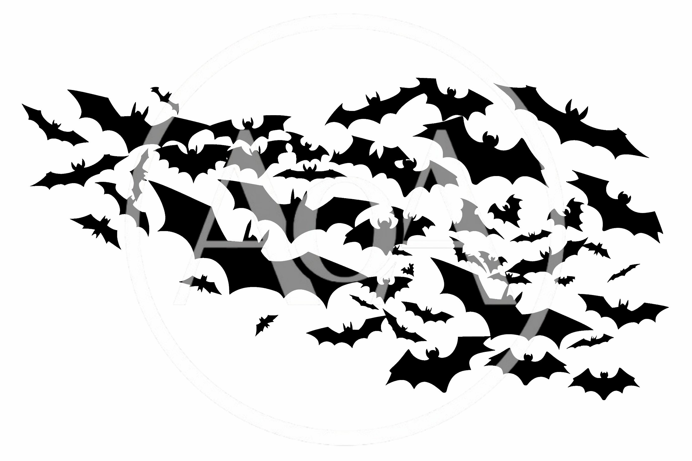 Swarm Of Black Bats Flying In Silhouette