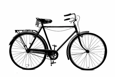 Vintage Black Bicycle Silhouette On White Background