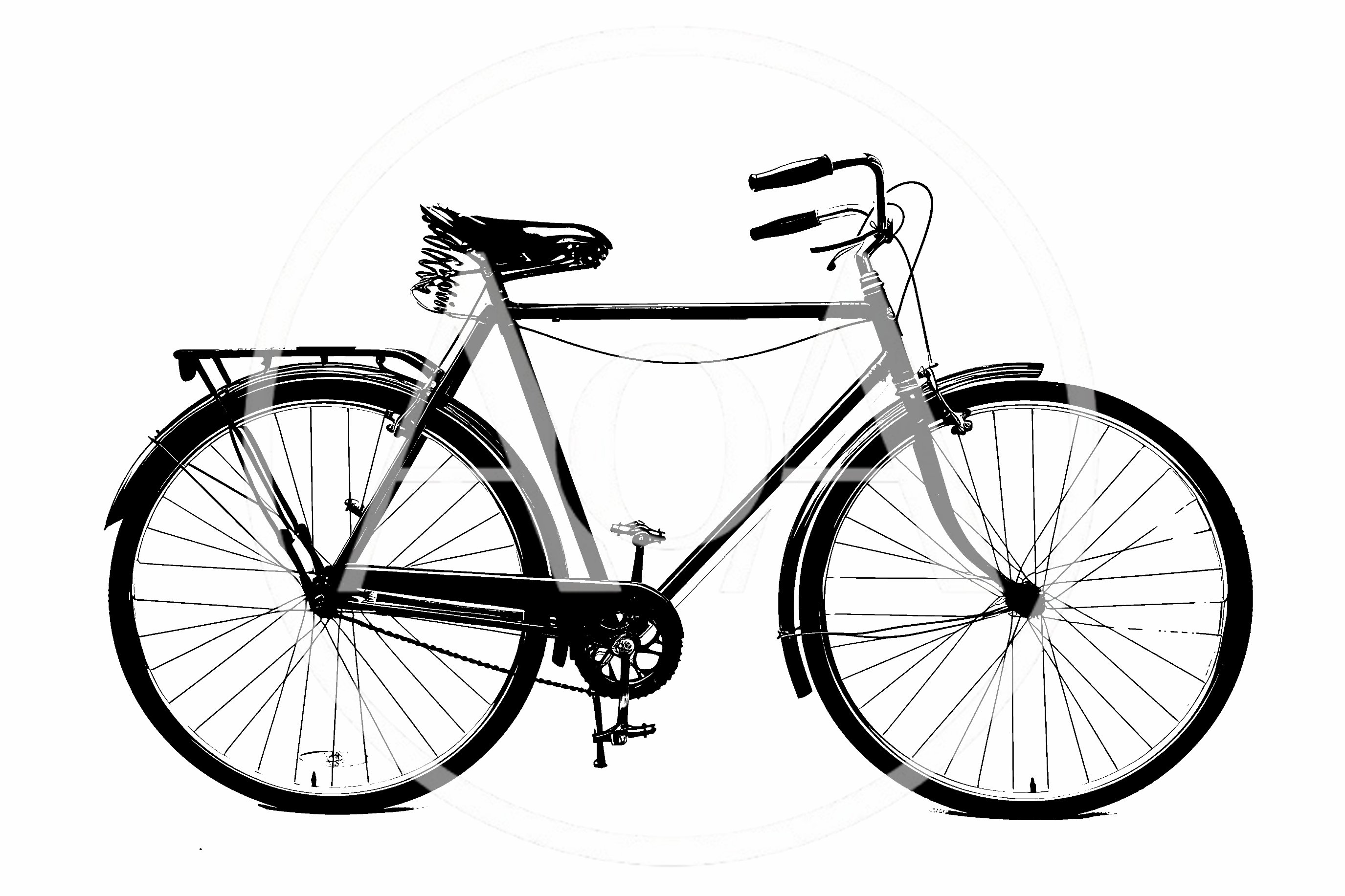 Vintage Black Bicycle Silhouette On White Background
