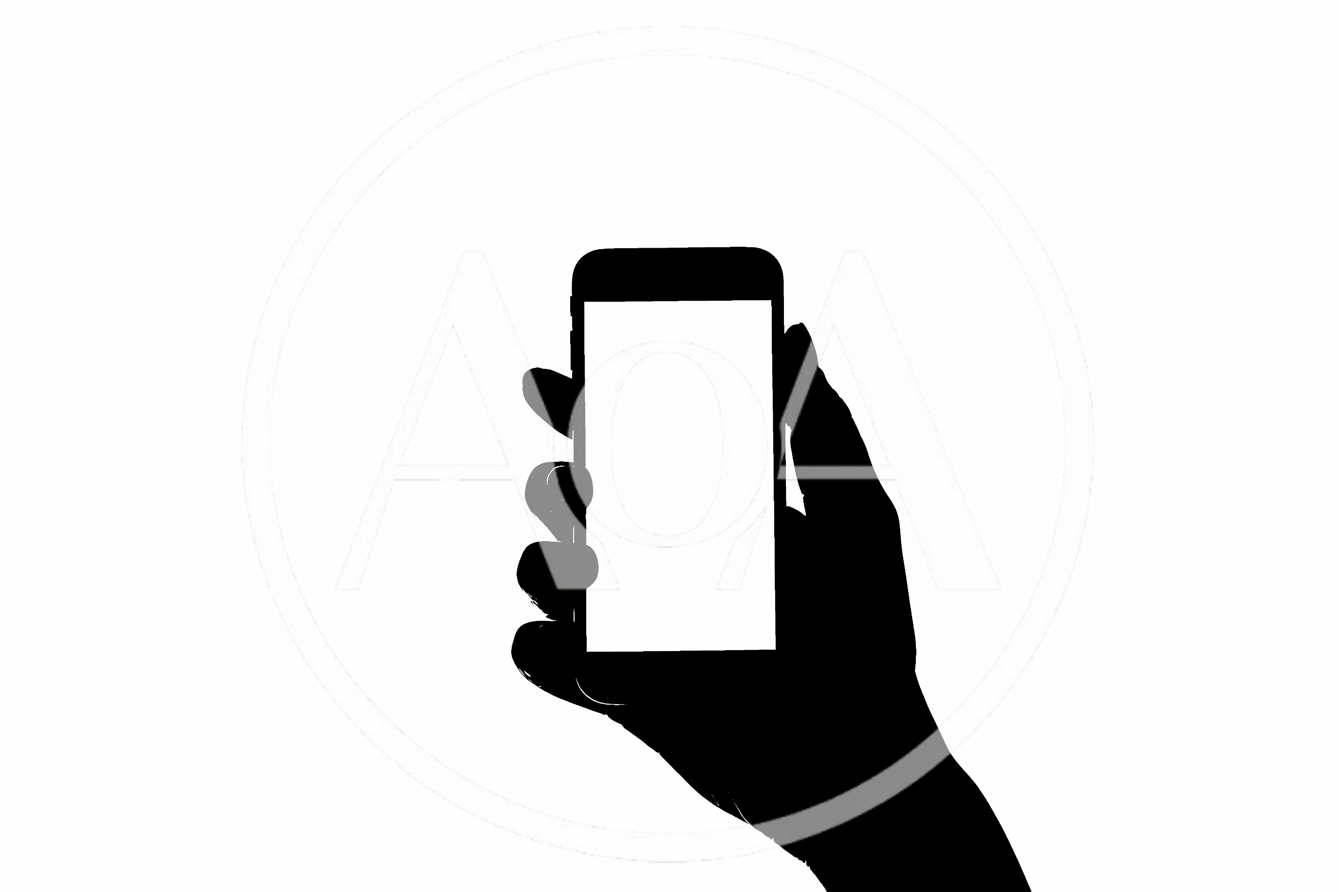 Silhouette Of A Hand Holding A Smartphone