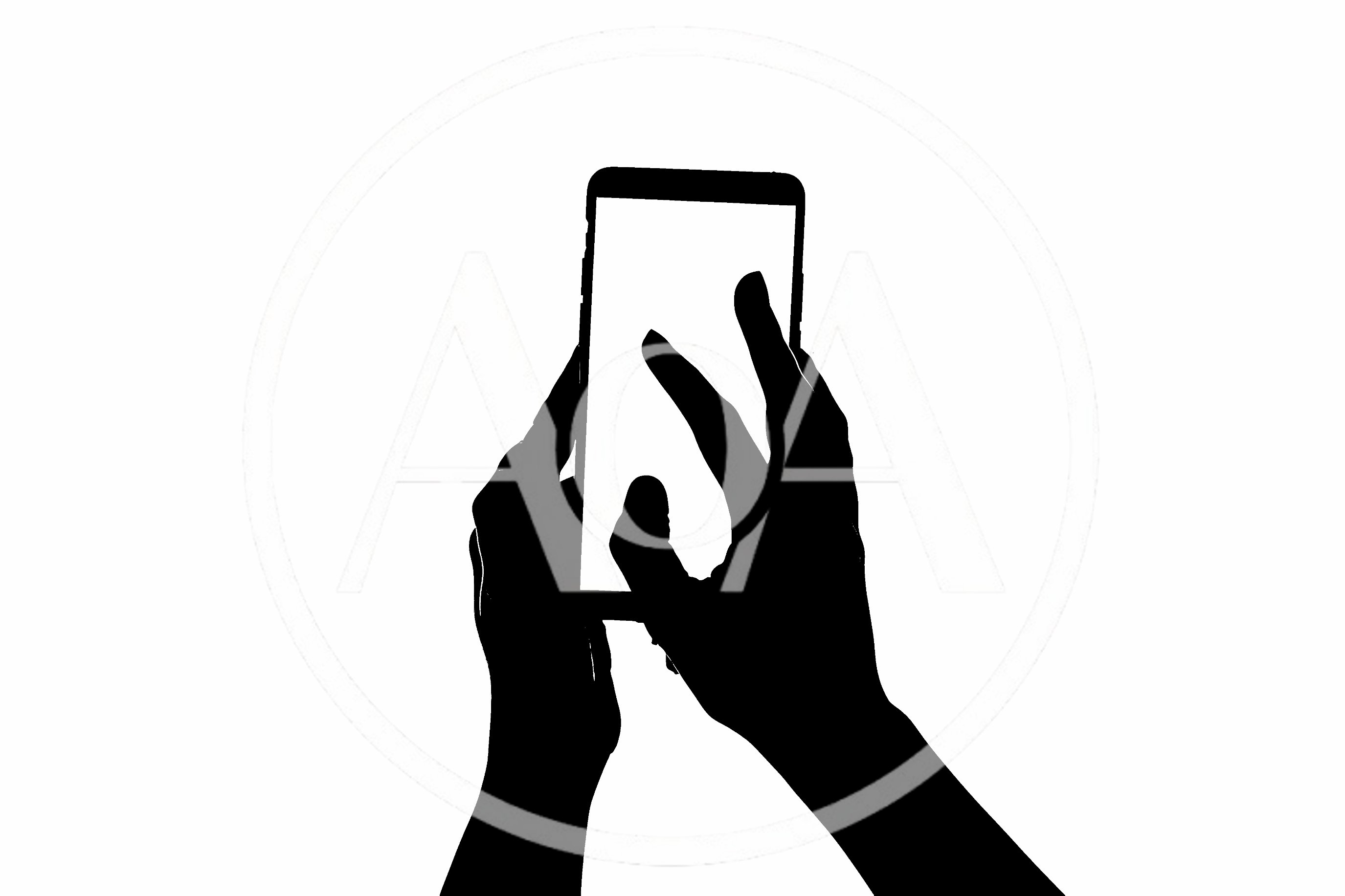 Silhouette Of Hands Interacting With A Smartphone Screen
