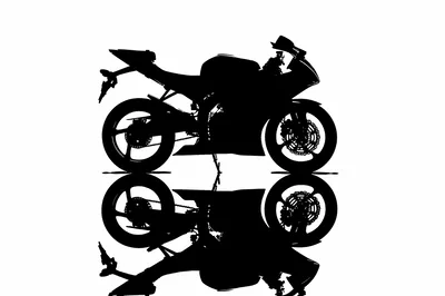 Black Silhouette Of A Sportbike On White Background