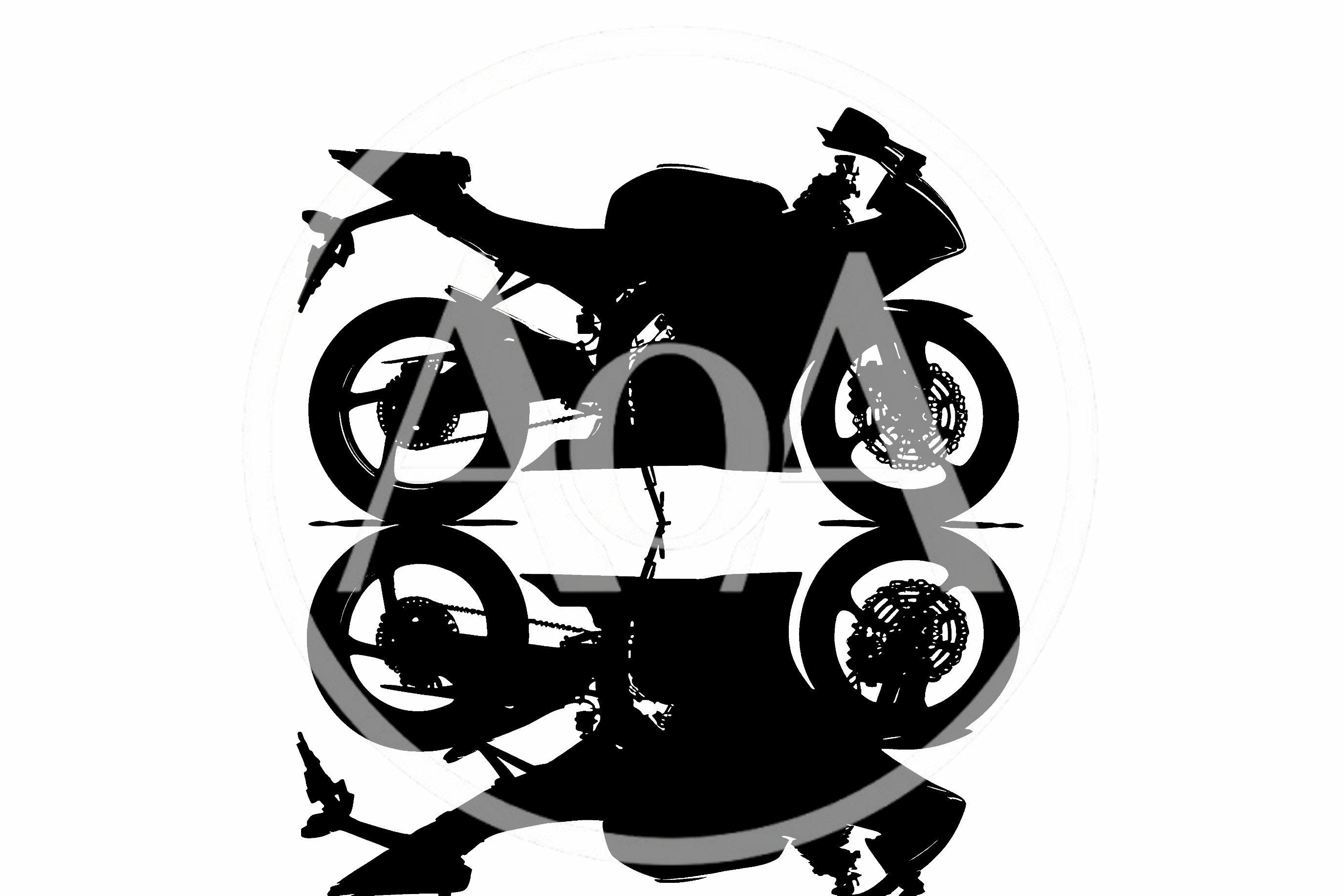 Black Silhouette Of A Sportbike On White Background