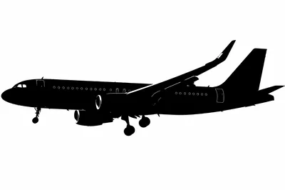 Black Silhouette Of A Commercial Passenger Airplane
