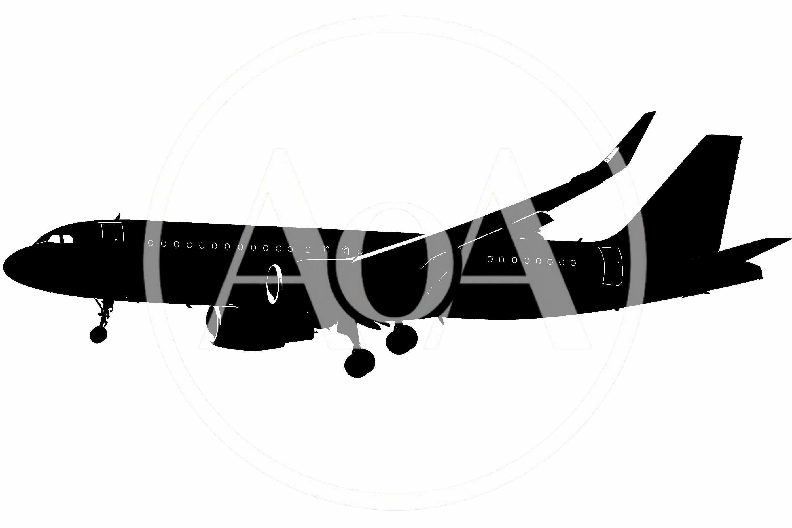 Black Silhouette Of A Commercial Passenger Airplane