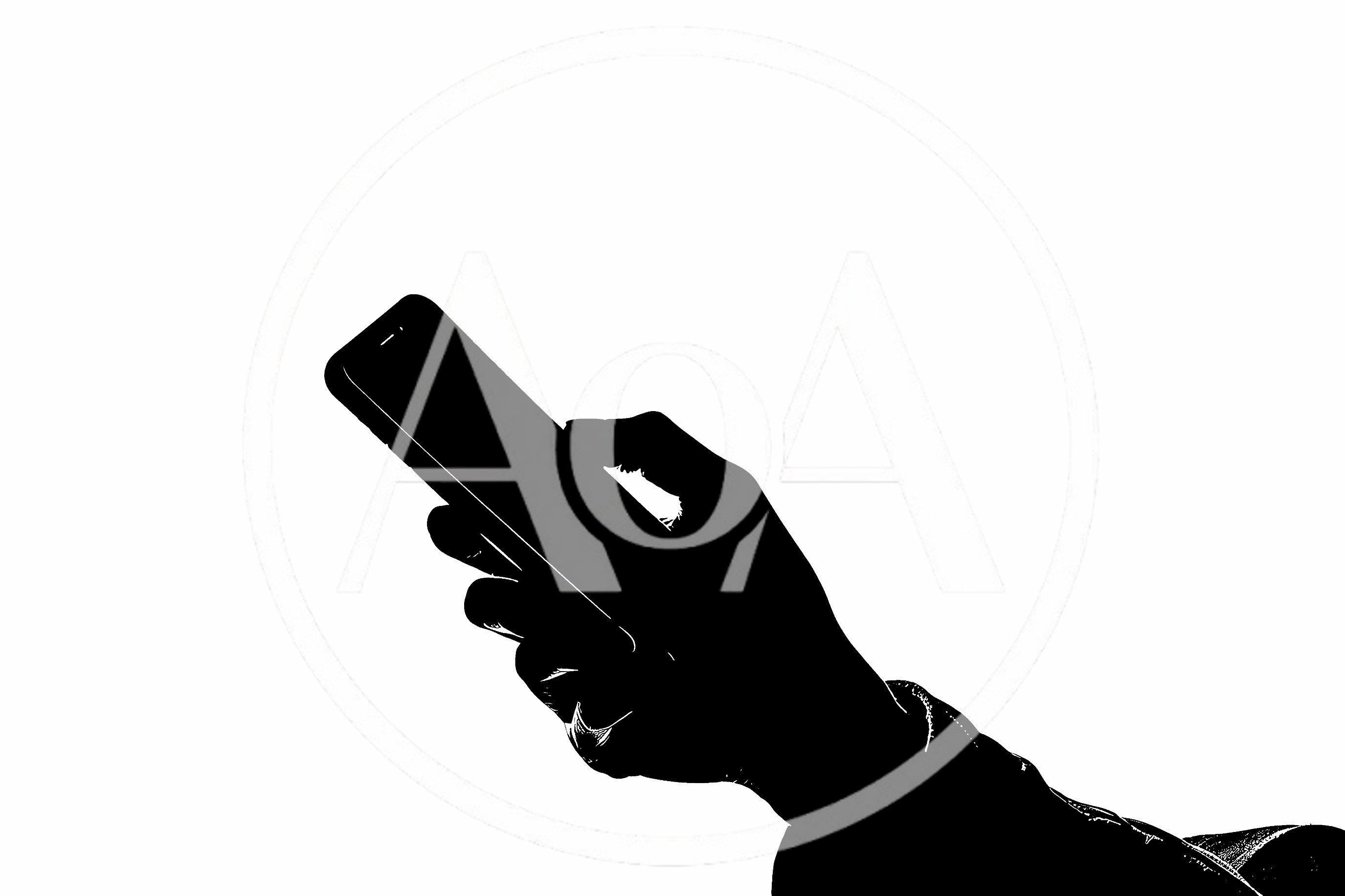 Silhouette Of A Hand Holding A Smartphone