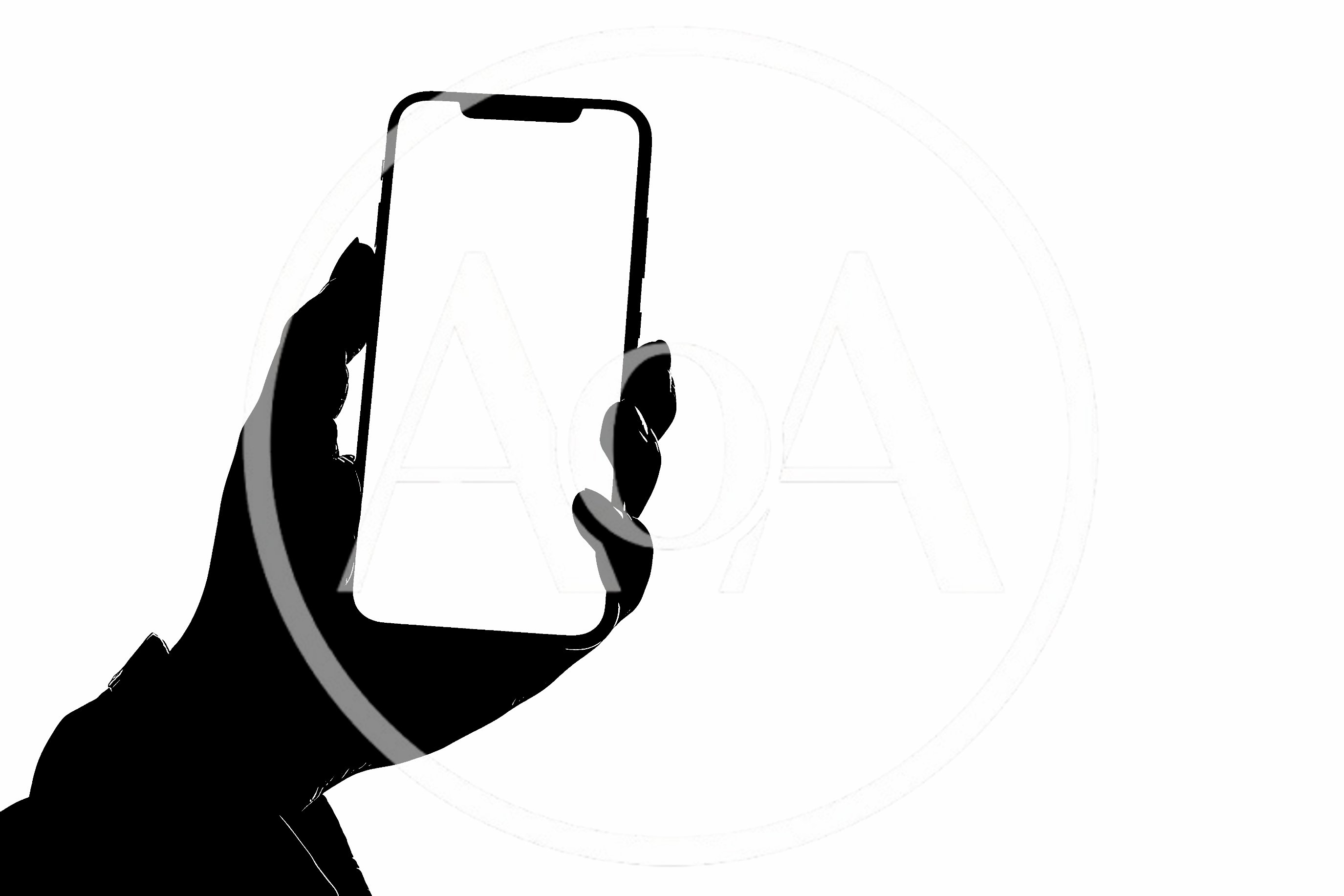 Silhouette Of A Hand Holding A Smartphone