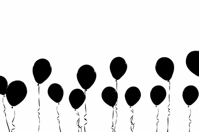 Black Balloon Silhouettes On White Background