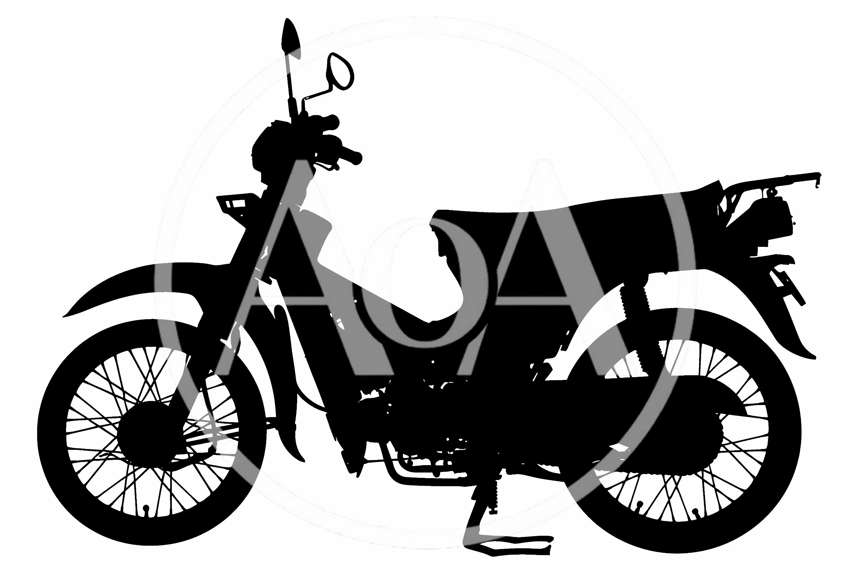 Black Silhouette Of A Standard Underbone Motorcycle
