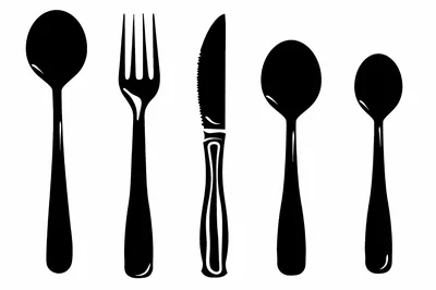 Set Of Black Silhouette Cutlery Icons