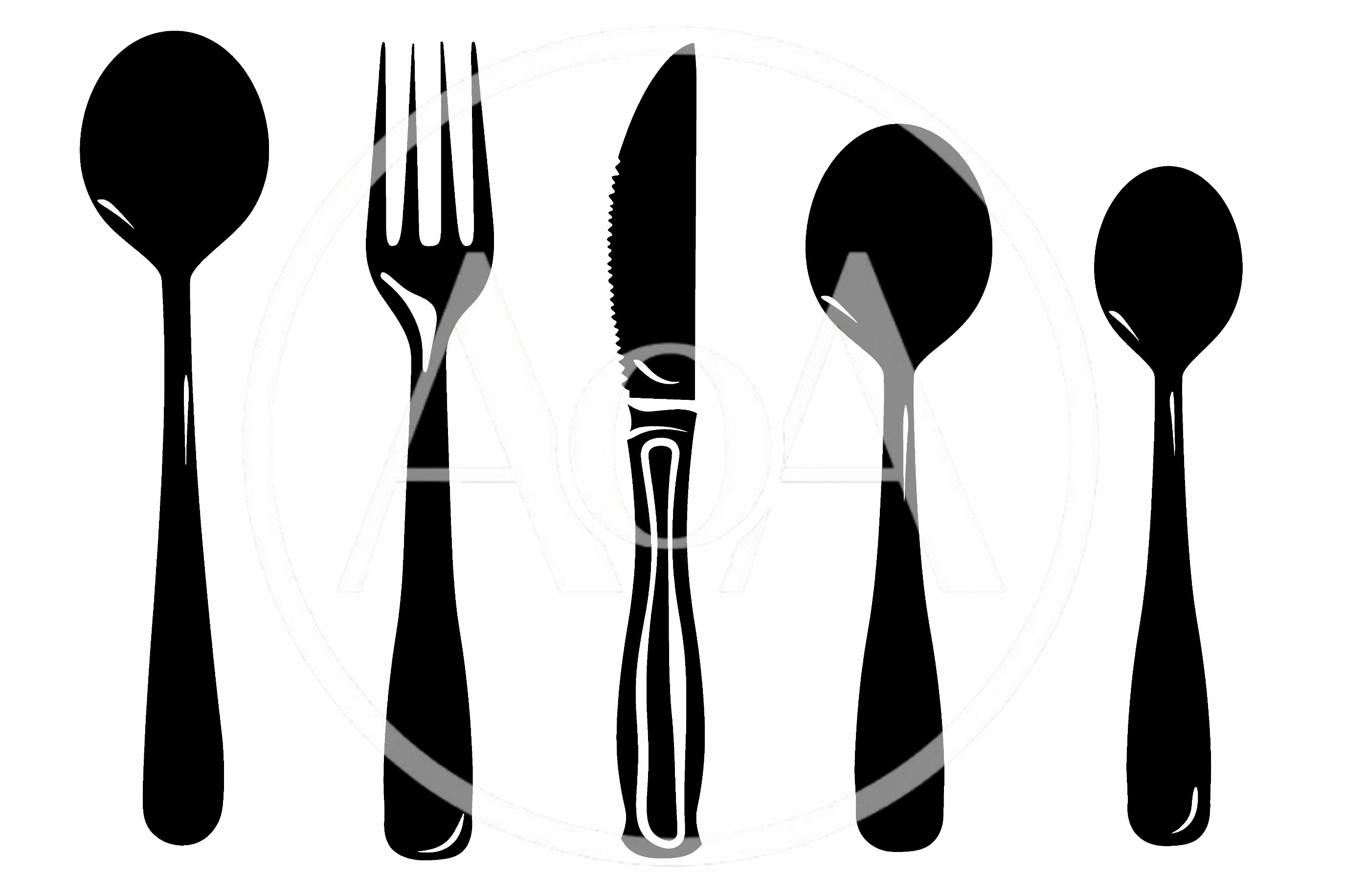 Set Of Black Silhouette Cutlery Icons