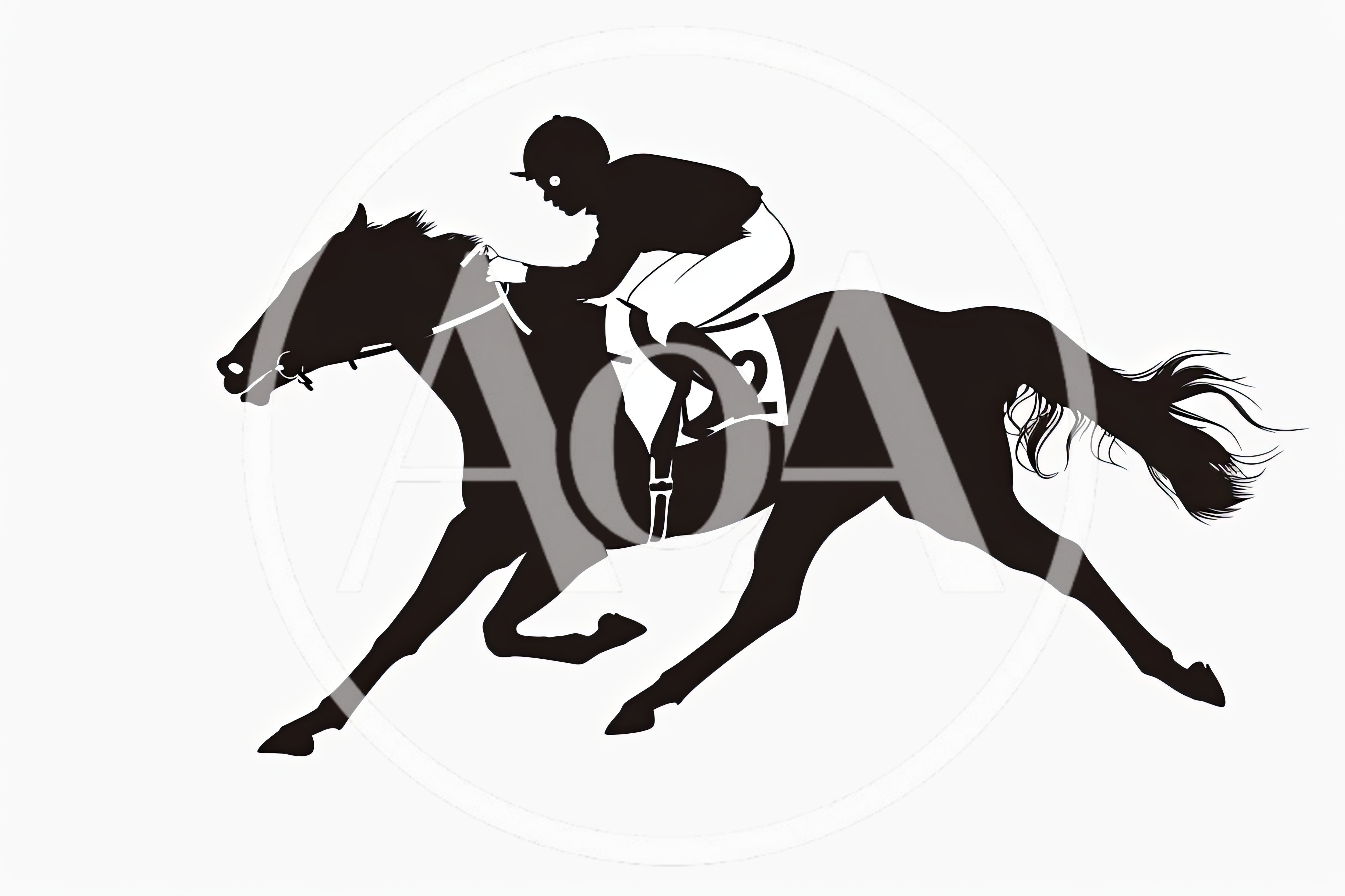 Silhouette Of A Jockey Riding A Racing Horse