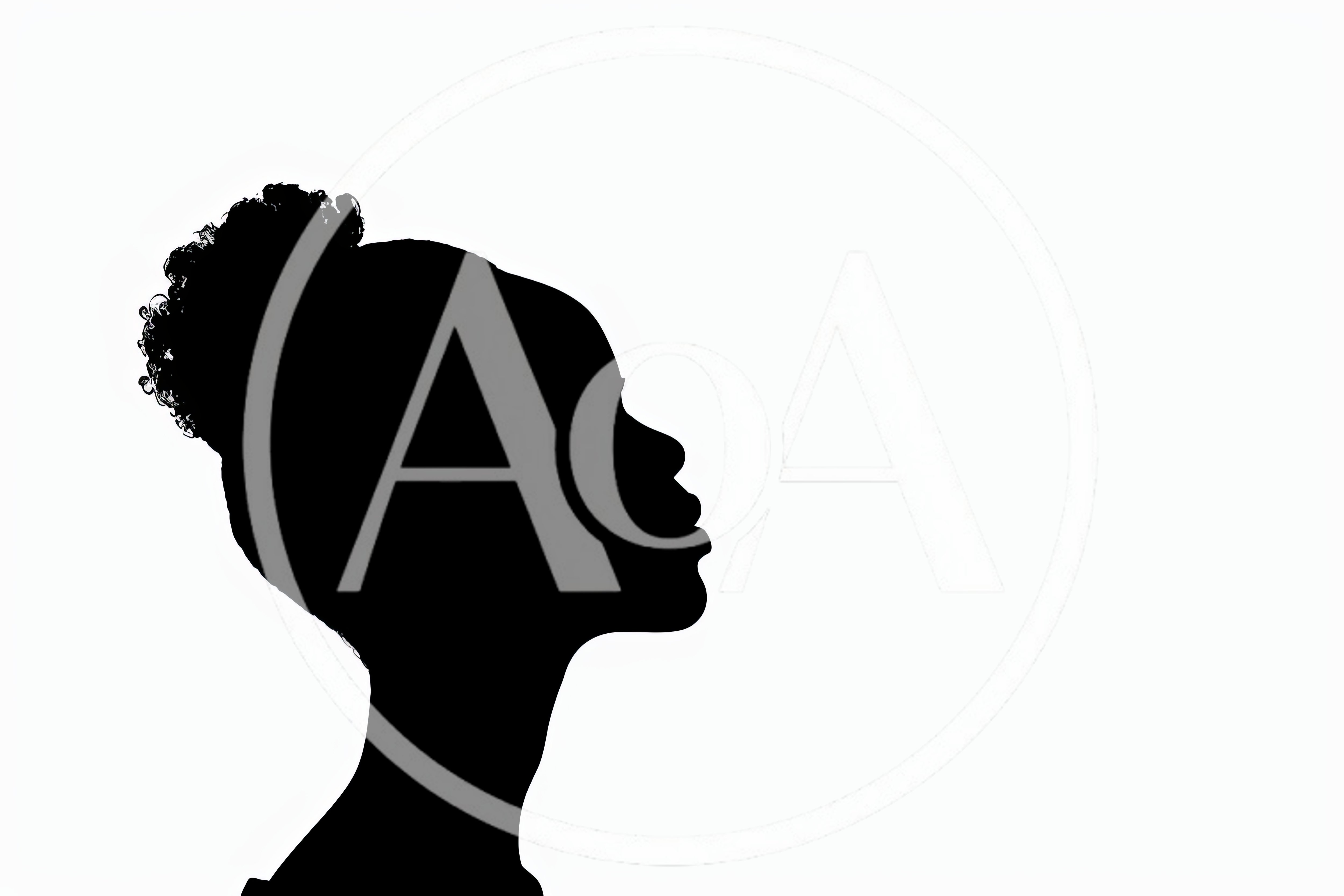 Silhouette Of A Young Woman With Curly Hair