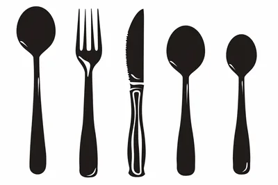 Set Of Black Silhouette Cutlery Icons