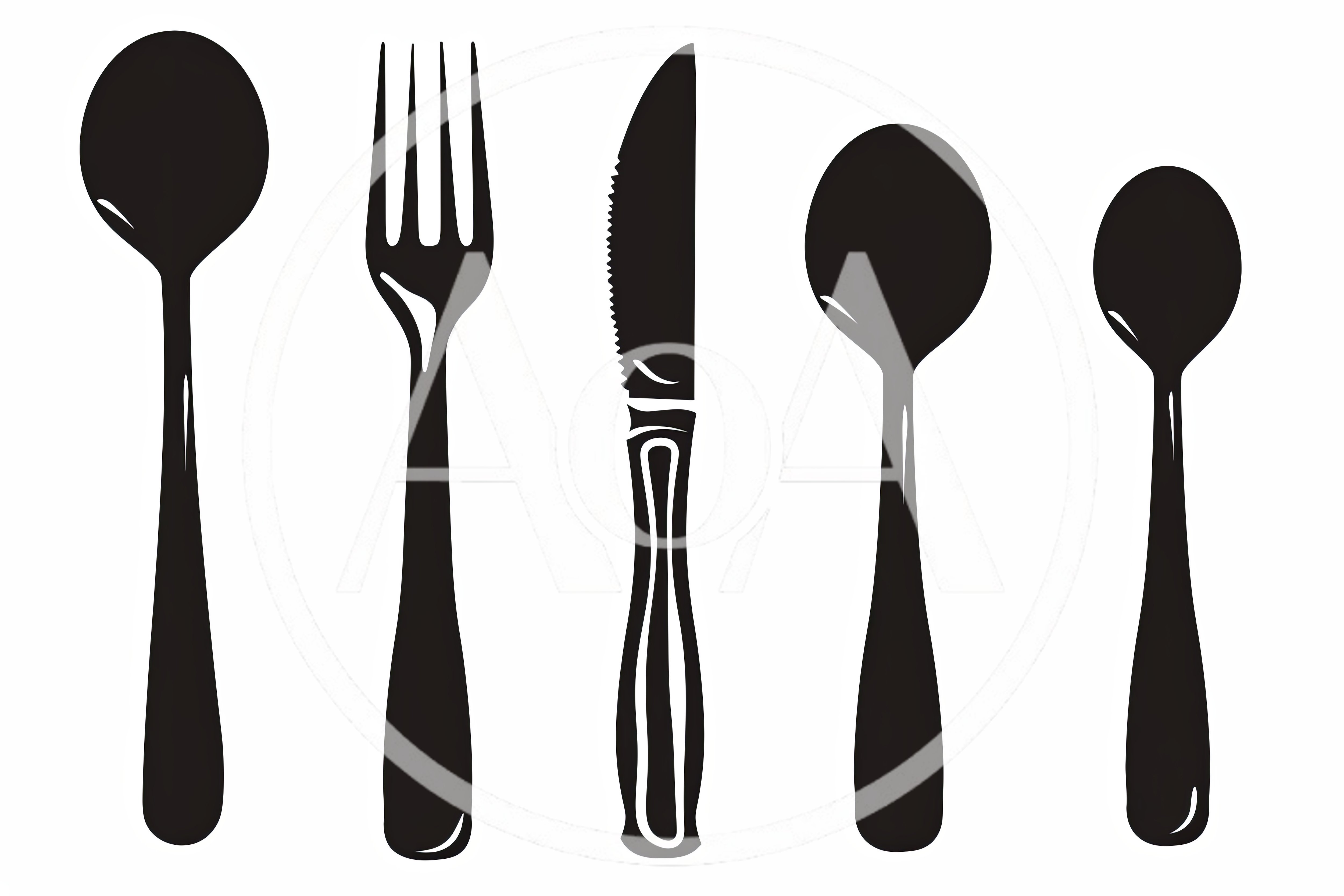 Set Of Black Silhouette Cutlery Icons