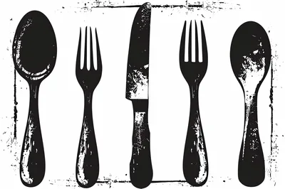Distressed Grunge Style Cutlery Set Illustration