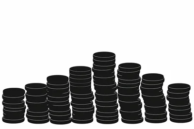 Black Silhouette Stacks Of Coins Illustration