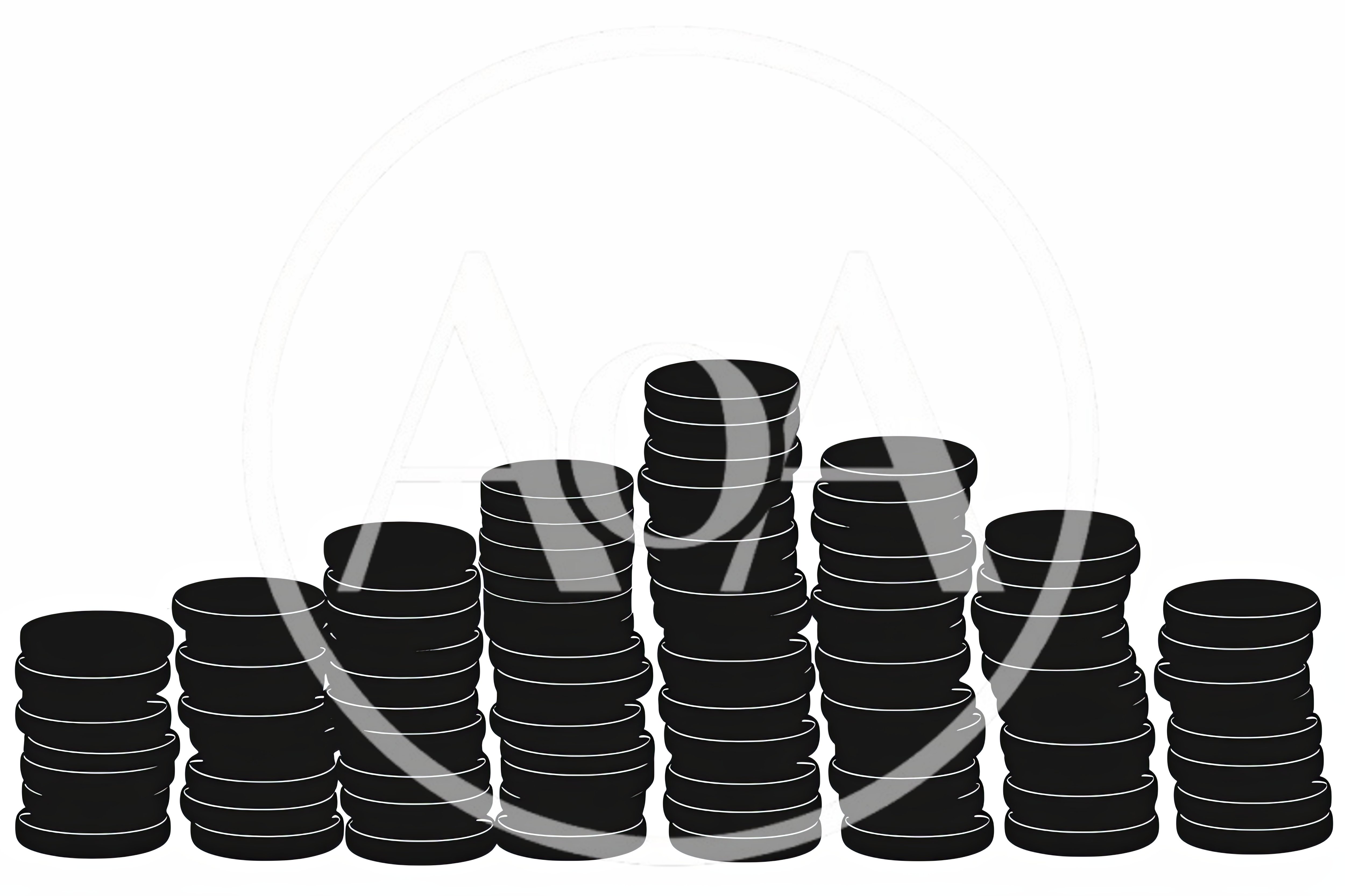 Black Silhouette Stacks Of Coins Illustration