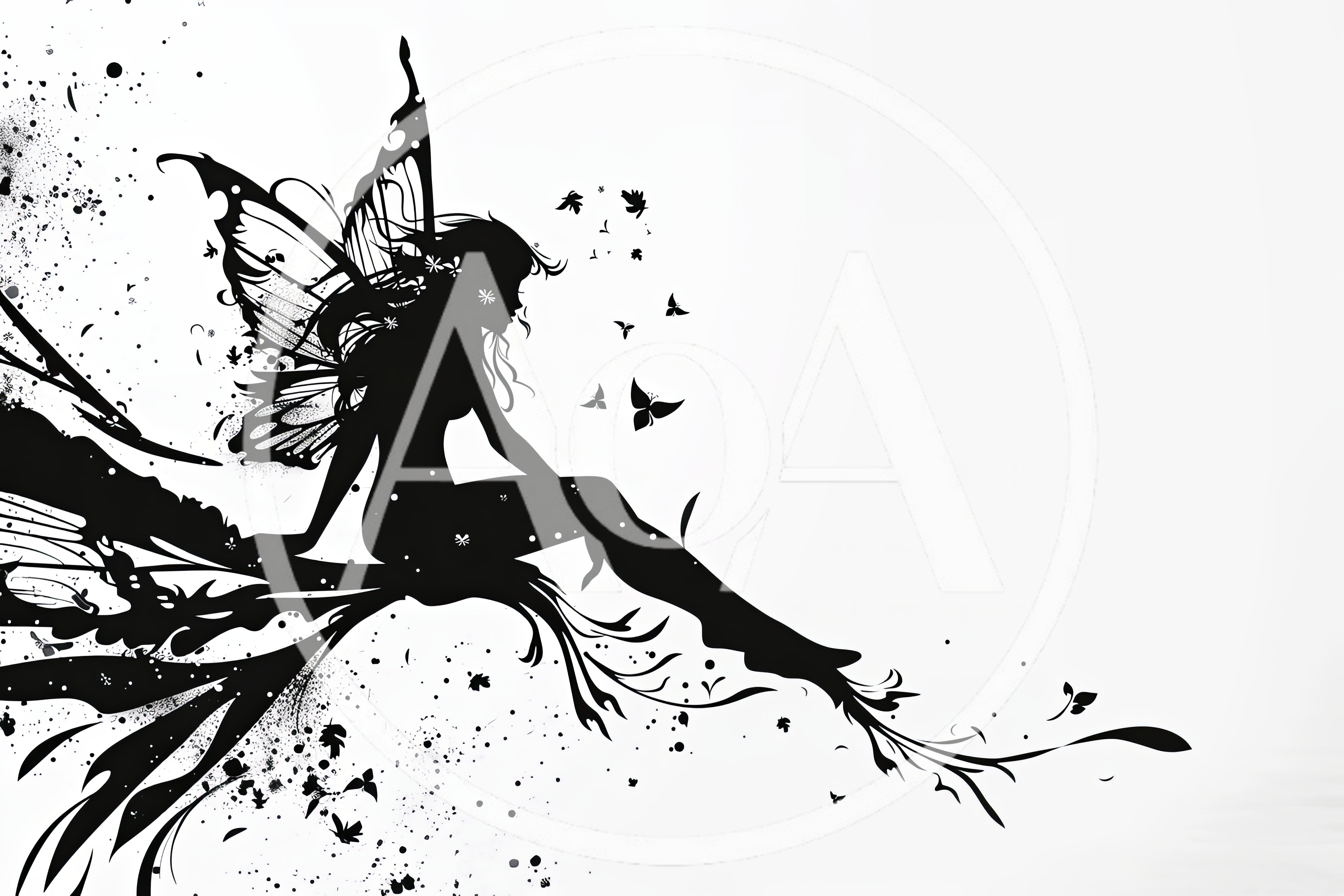 Silhouette Of A Fairy Sitting On A Branch