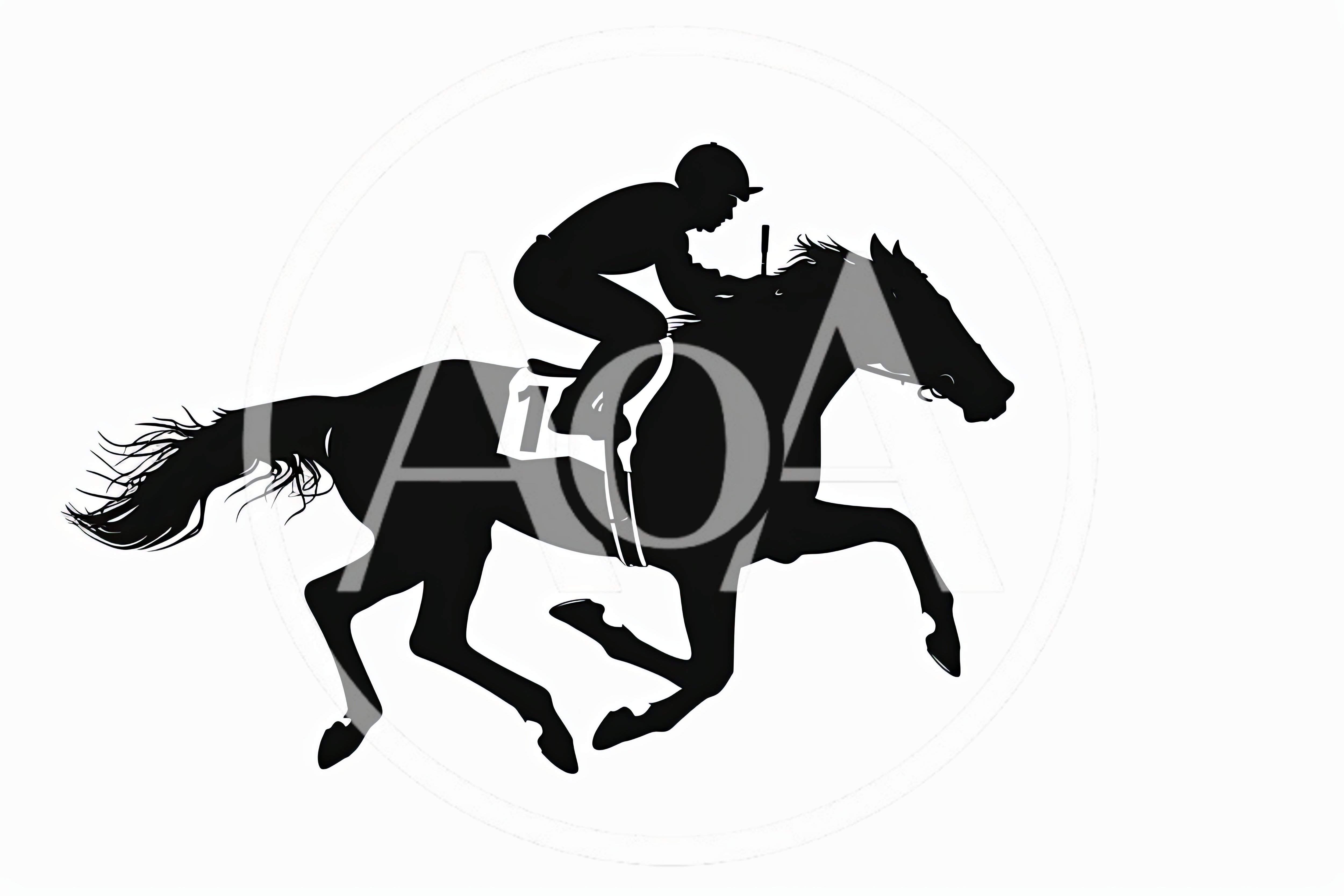 Silhouette Of A Jockey Riding A Racehorse