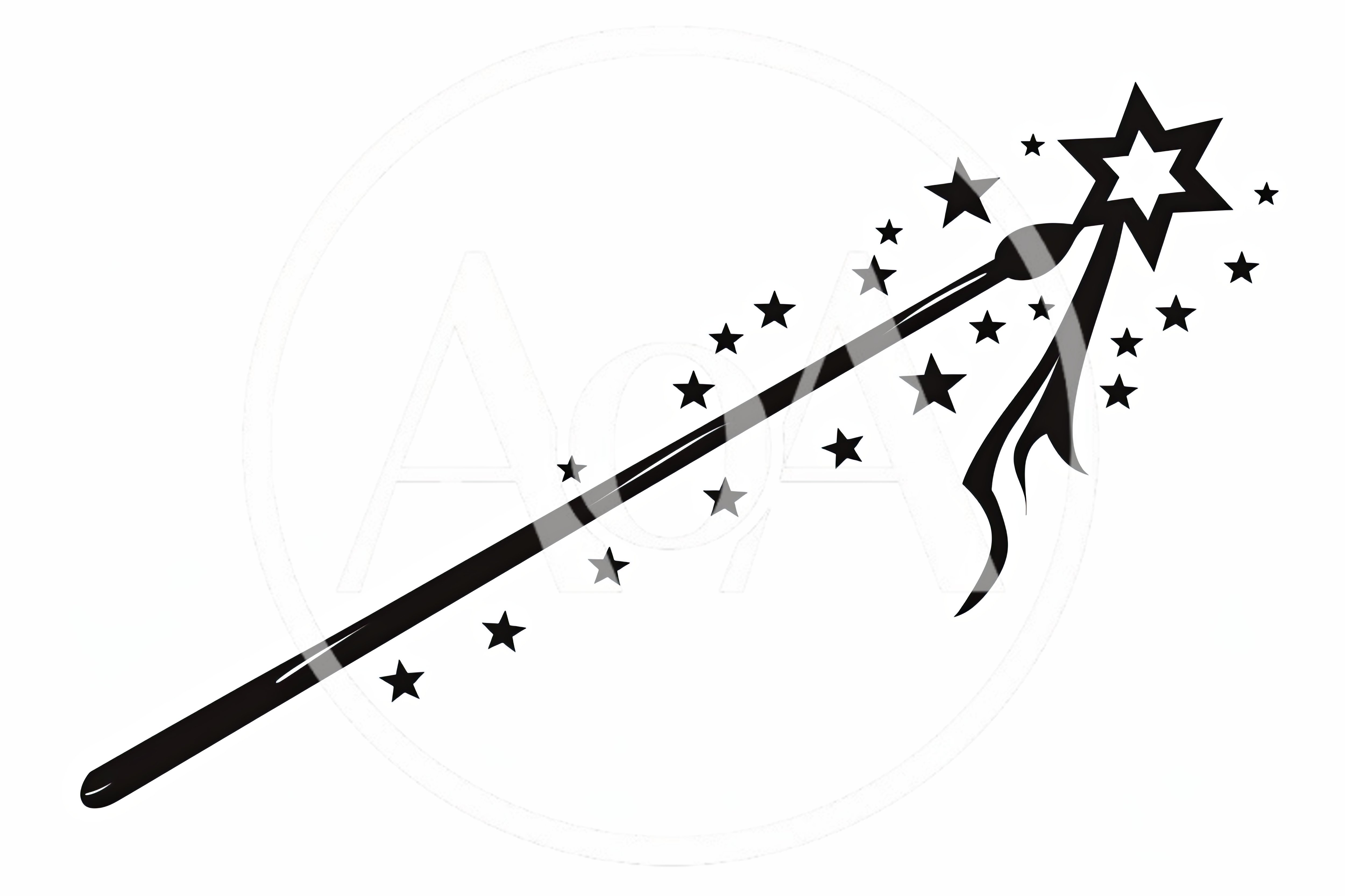 Black Silhouette Magic Wand With Stars